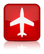 Airplane icon. Sign with reflection isolated on white.