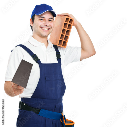 Photo: Construction worker isolated on white Construction worker isolated on white