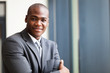 peaceful african american businessman in office