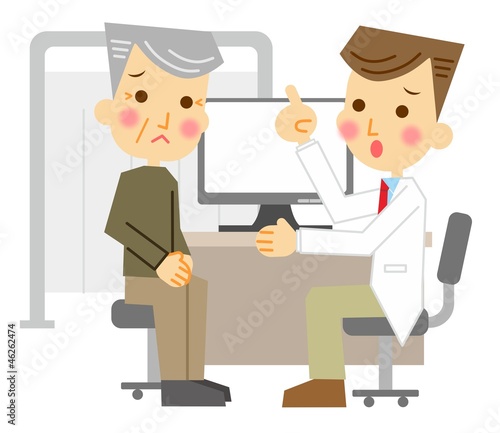 Illustration: 診察 シニア男性 困る 診察 シニア男性 困る