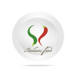 Piatto e peperoncini, fondo per ristorante.
