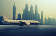 Airplane in front of a Skyline