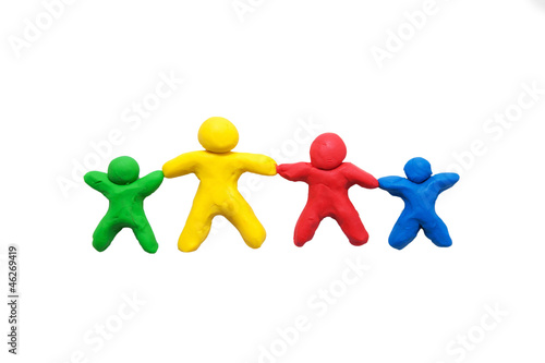Photo: concept of a happy family, made of colorful clay. concept of a happy family, made of colorful clay.