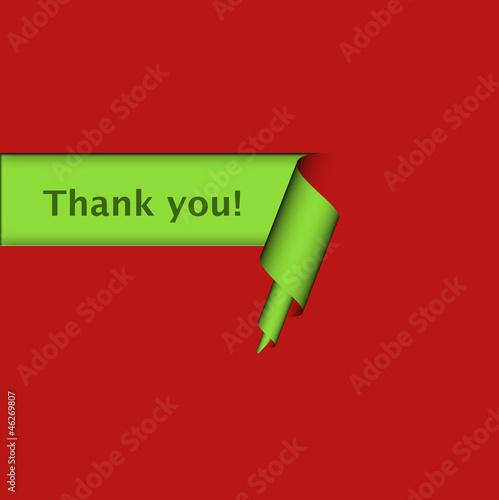 Illustration: Curl-Schild grün-rot THANK YOU! Curl-Schild grün-rot THANK YOU!