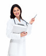 Smiling medical doctor woman with stethoscope.