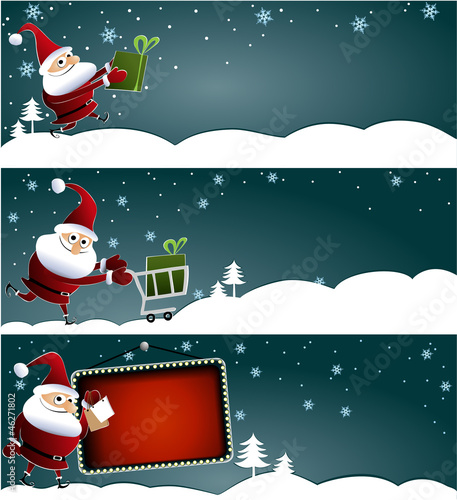 Vector: Three Christmas sale banners with Santa Claus Three Christmas sale banners with Santa Claus