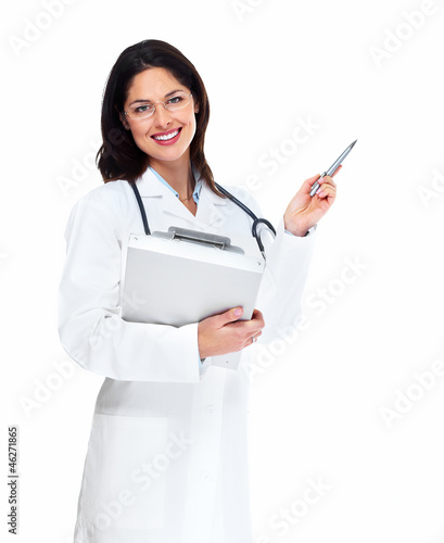 Photo: Smiling medical doctor woman with stethoscope. Smiling medical doctor woman with stethoscope.