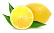 Fresh lemons with leaves