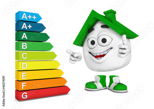 Illustration: Kleines 3D Haus Grün - Super Energieeffizienz Kleines 3D Haus Grün - Super Energieeffizienz