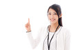 attractive asian businesswoman on white background