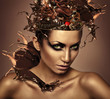 woman with chocolate in head and splash