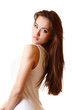 Teen girl beautiful portrait with long brown hair