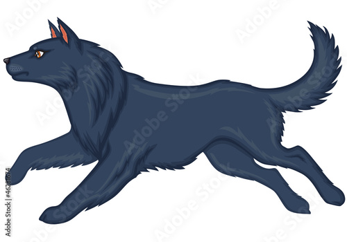 Vector: Cartoon shaggy gray dog runs Cartoon shaggy gray dog runs