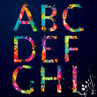 Font - Colorful letters with drops and splashes from A to I
