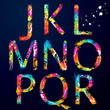 Font - Colorful letters with drops and splashes from J to R