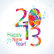 New Year's card 2013 with colorful drops and sprays