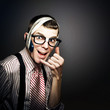 Nerd IT Help Desk Phone Operator Over Copyspace