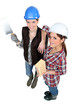 Two female bricklayers