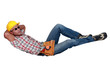 Construction worker lazing about
