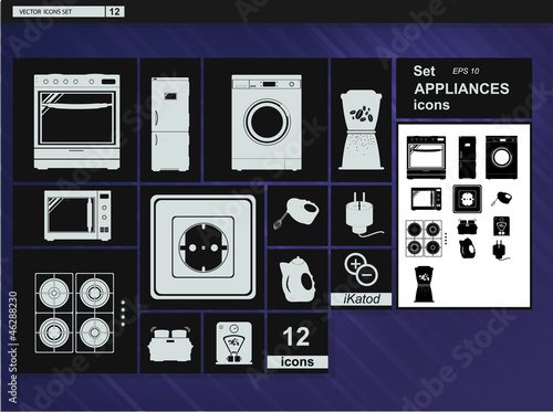 Vector: Vector collection web icons. Appliances and Kitchenware Vector collection web icons. Appliances and Kitchenware