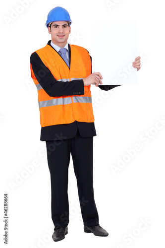 Photo: Construction worker poster showing white Construction worker poster showing white