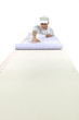 Woman unrolling wall paper