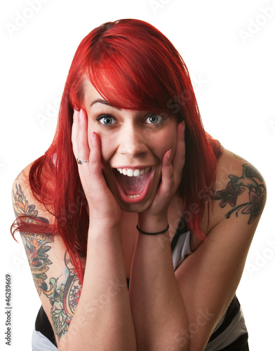Photo: Screaming Woman With Hands on Face Screaming Woman With Hands on Face