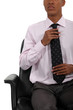 Businessman adjusting his tie