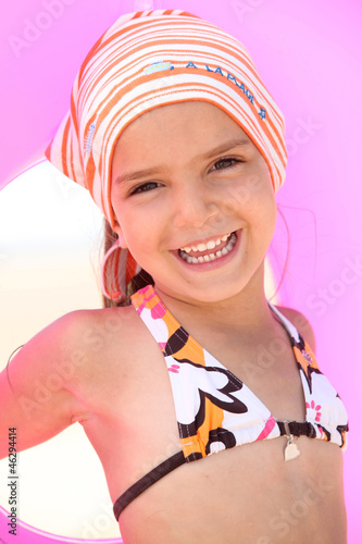 Photo: Girl with scarf and float Girl with scarf and float