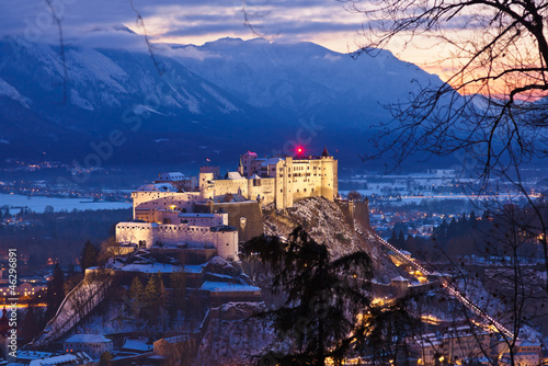 Photo: Salzburg and castle Hohensalzburg at sunset - Austria Salzburg and castle Hohensalzburg at sunset - Austria