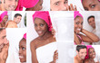 Collage of a couple in a bathroom