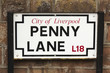 Close shot of the street sign to the famous Penny Lane
