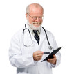 confident doctor with health record