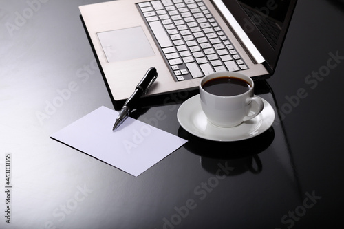 Photo: Coffee at business workplace Coffee at business workplace
