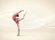 Young woman in gymnast suit posing