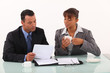 businessman and secretary consulting files