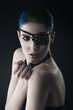 pretty woman with black eye-patch