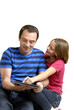 Père et sa fille avec un Ipad