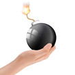 Hand hält Bombe