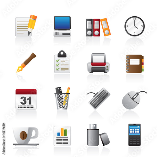 Vector: Business and office equipment icons - vector icon set Business and office equipment icons - vector icon set
