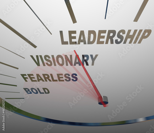 Illustration: Leadership Speedometer Vision Fearless Bold Direction Leadership Speedometer Vision Fearless Bold Direction