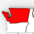 Washington Red Abstract 3D State Map United States America
