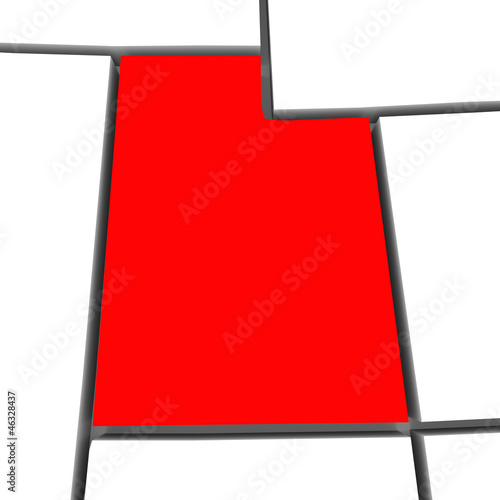 Illustration: Utah Red Abstract 3D State Map United States America Utah Red Abstract 3D State Map United States America