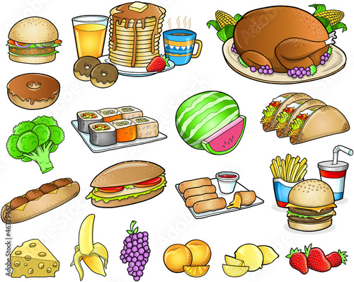 Vector: Food Meal Drink Vector Elements Set Food Meal Drink Vector Elements Set
