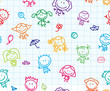 Happy children doodles seamless background