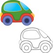 Vector toy car. Coloring book.