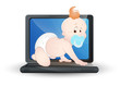 Baby on Laptop Vector