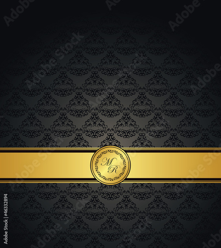 Vector: Vintage seamless wallpaper with a gold ribbon Vintage seamless wallpaper with a gold ribbon
