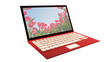 Red laptop isolated on white