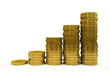 Illustration: Business Graph with arrow and coins showing profits and gains Business Graph with arrow and coins showing profits and gains